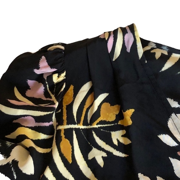ba&sh Top Cross Black Floral Viscose V-Neck Three Quarter Sleeve Blouse Size XS - Picture 6 of 13
